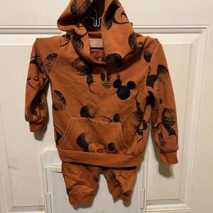Mickey Mouse Orange Hoodie & Pants Set size 18 months